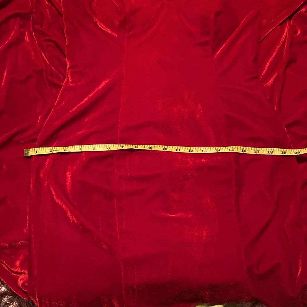 Hebeos| Sweetheart A-Long Red Mermaid Velvet Prom Dress| Sz M - Picture 10 of 15